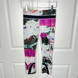 Lululemon Leggings 4 Run Inspire Crop II Pigment Wave Multi Black Pink Womens